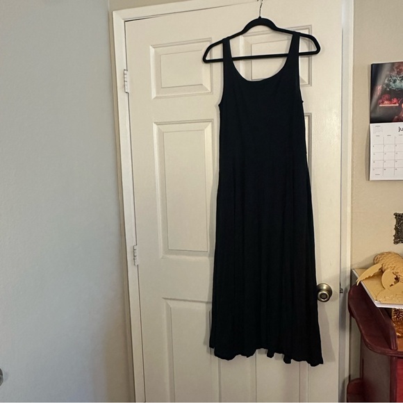 Black Quince Jersey Fit & Flare Dress Sz Large - Picture 6 of 9